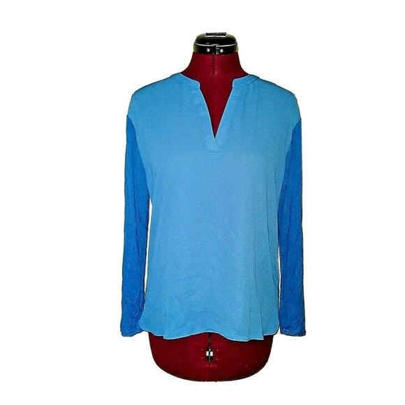 INC International Concepts Womens Top Size Petite Medium Blue Mixed Mate… - Picture 1 of 7